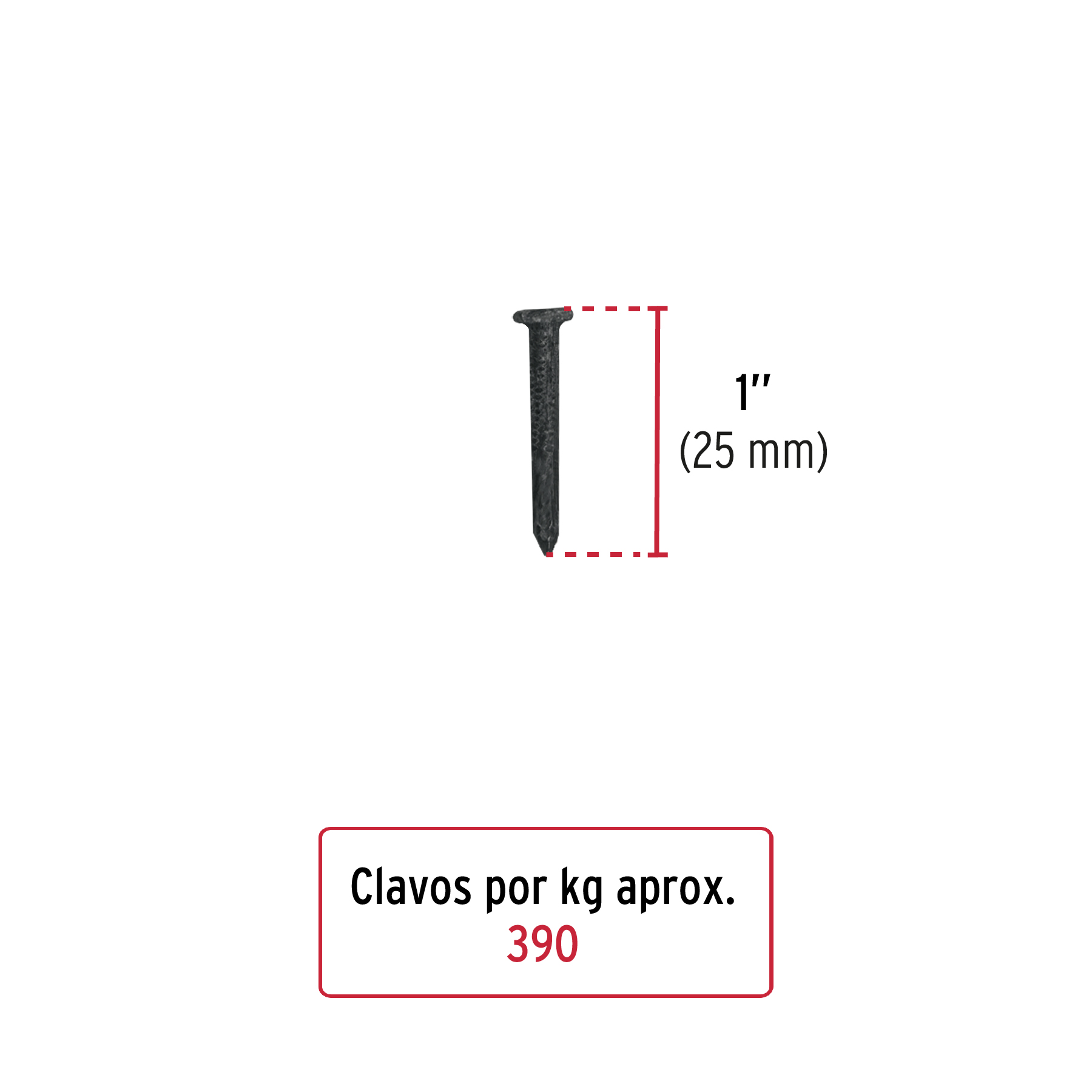 Clavos para concreto 1" bolsa de 1kg