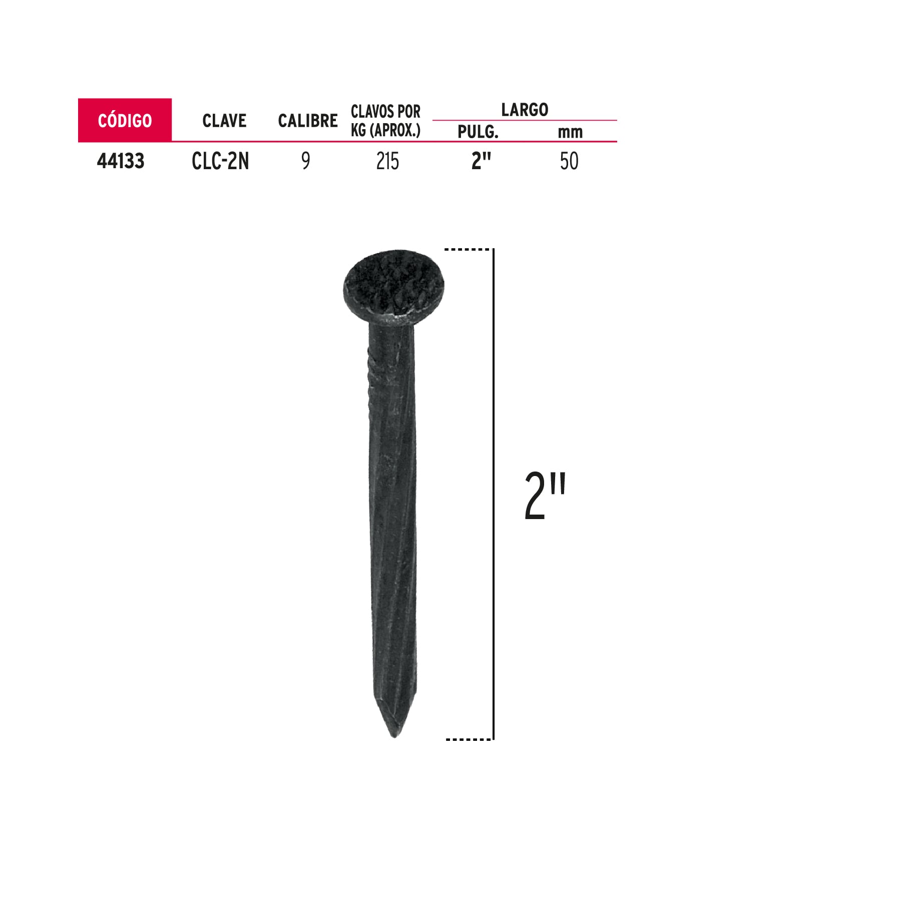 Clavos para concreto 2" bolsa de 1kg