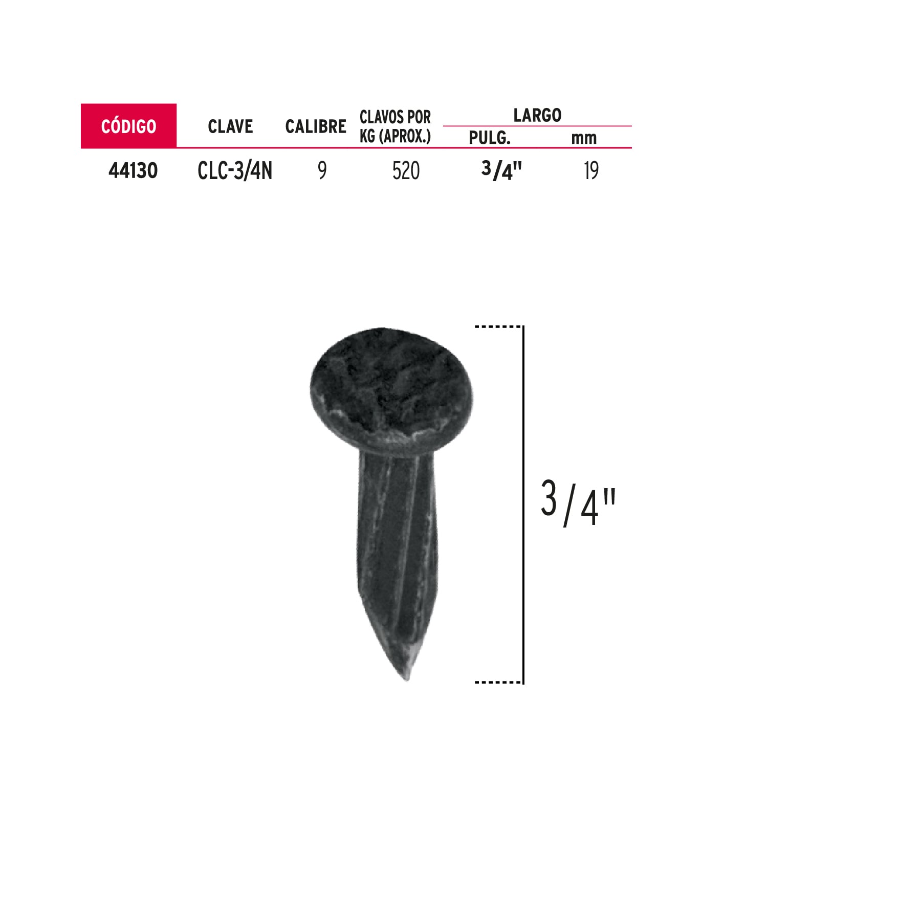 Clavos para concreto 3/4" bolsa de 1kg