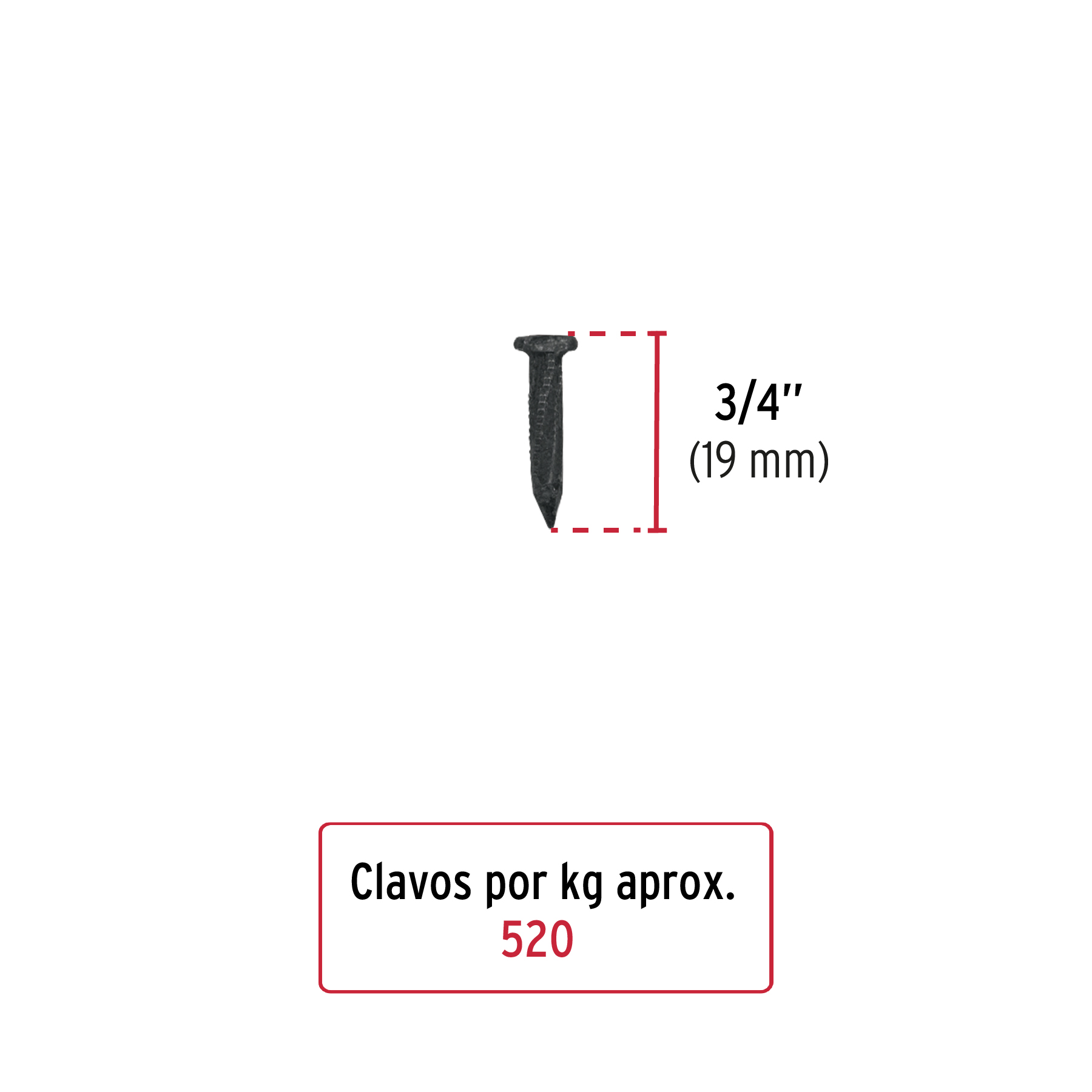 Clavos para concreto 3/4" bolsa de 1kg