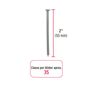 Blister con 35 clavos estandar 2" con cabeza