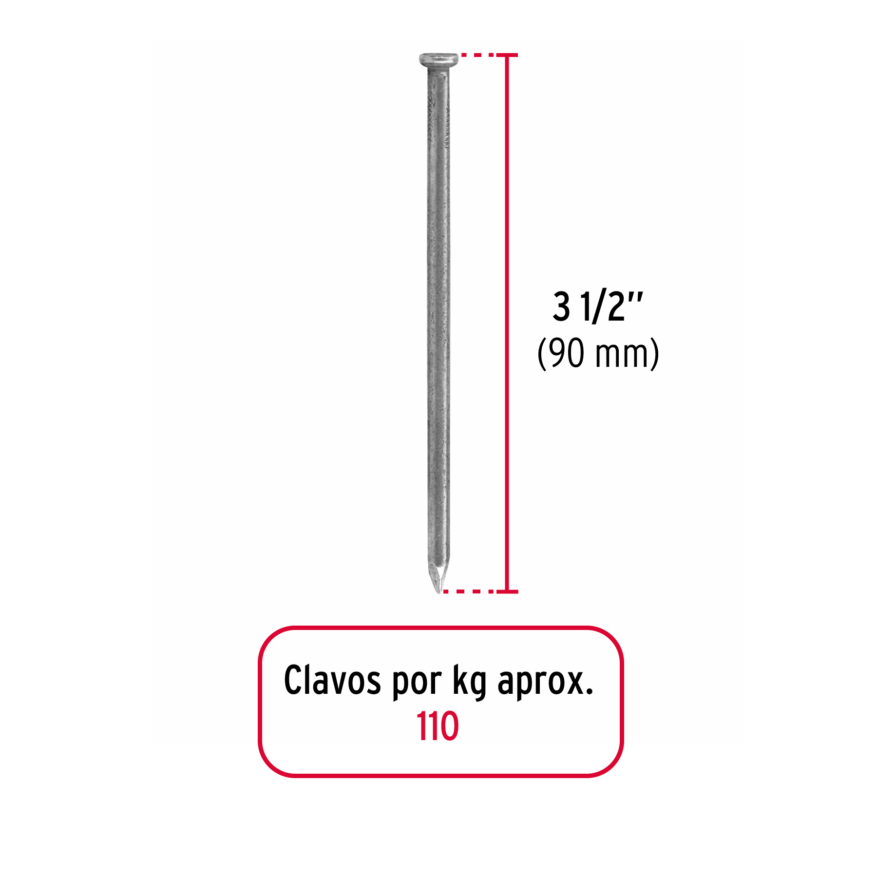 Clavos para Madera 3-1/2" bolsa de 1kg