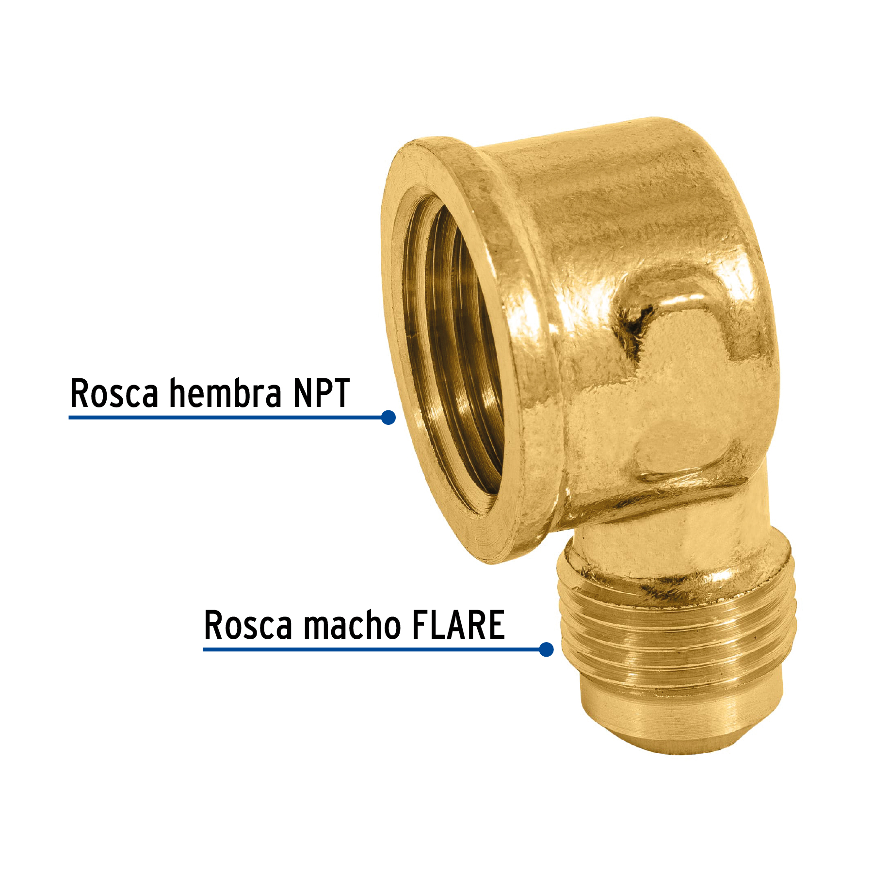 Codo para estufa a 90° de laton 3/8" x 1/2"