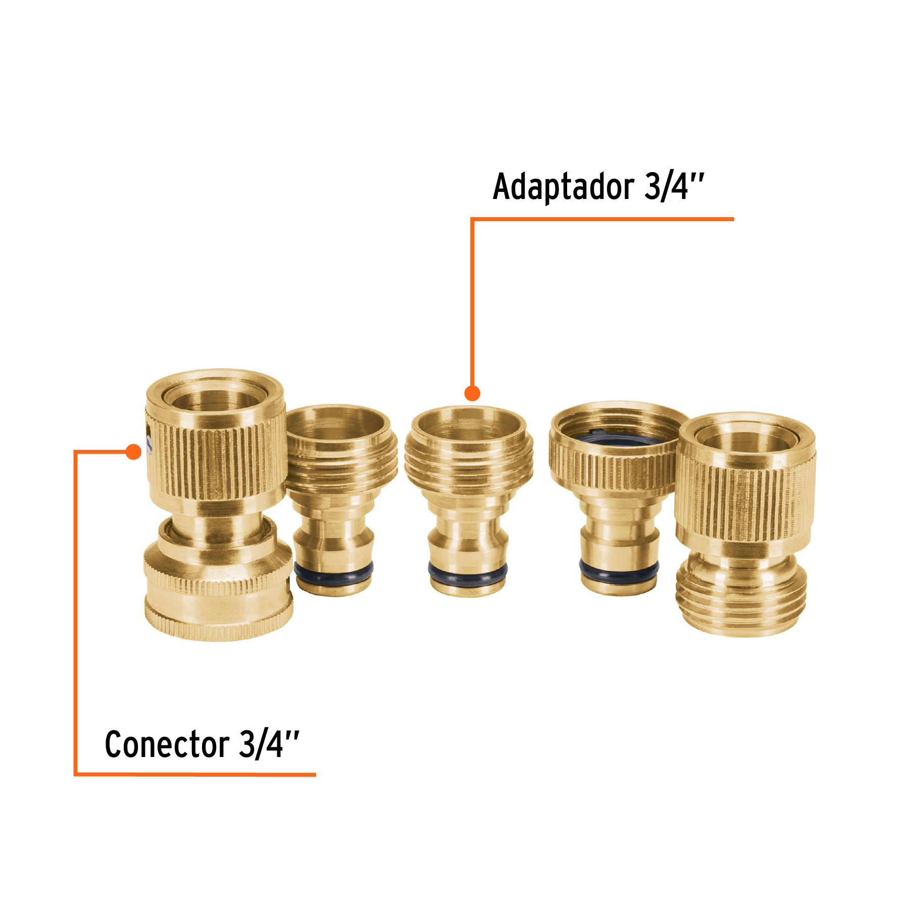Pack de conectores rapidos manguera 3/4" de laton