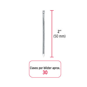 Blister con 30 clavos estandar 2" sin cabeza, Fiero