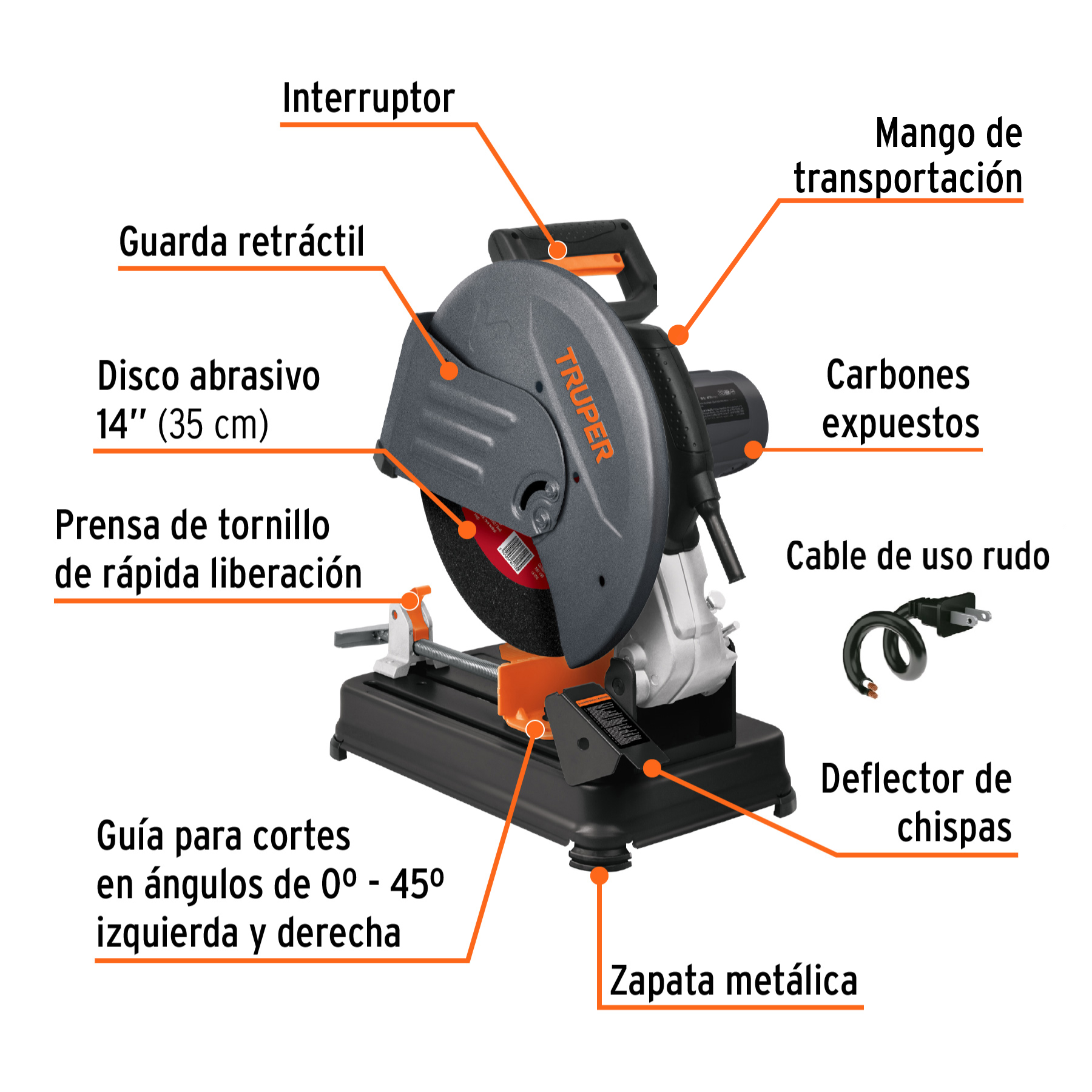 Tronzadora cortadora de metales de 14" industrial 2200w