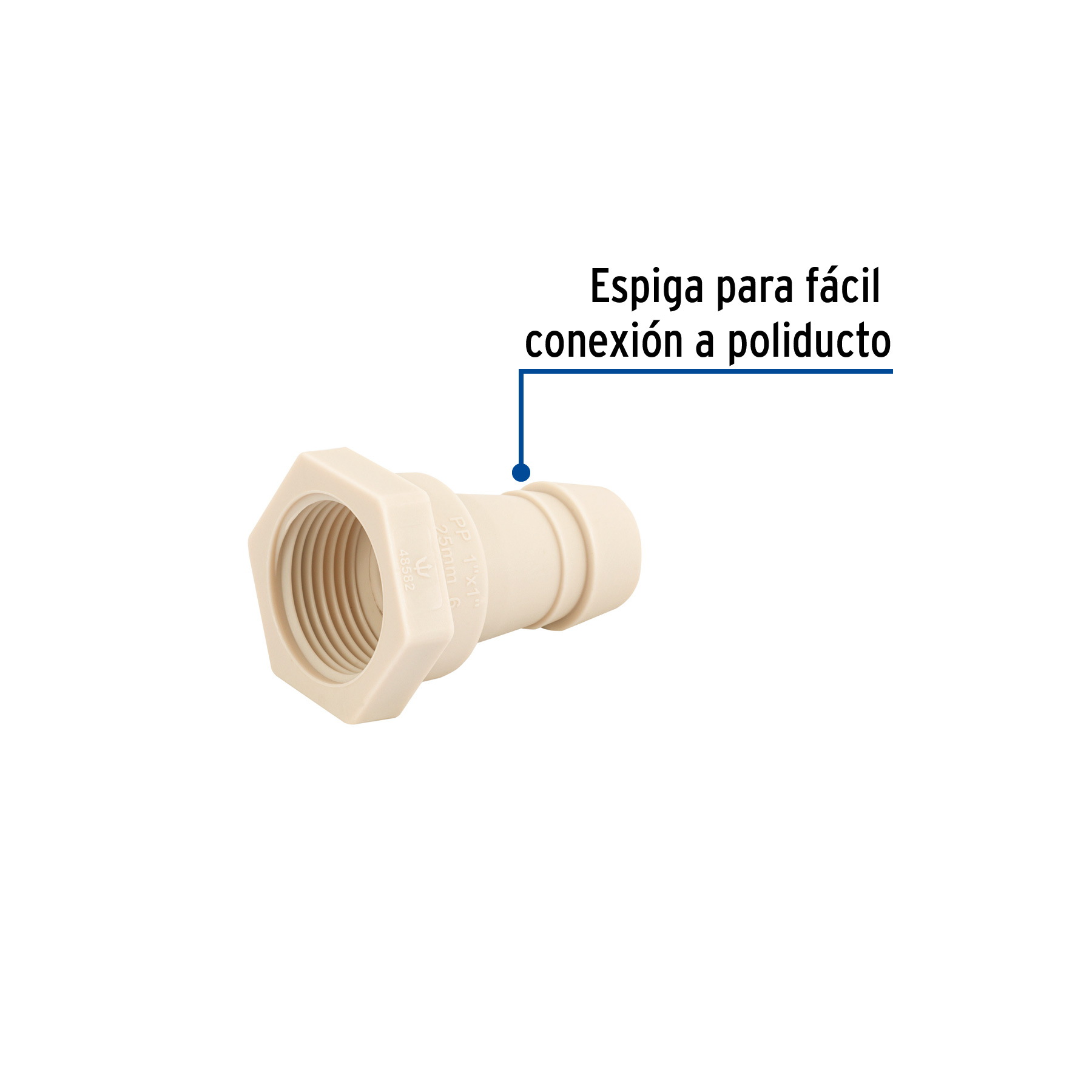 Conector Adaptador Manguera Insercion Rosca Interior 1" x 1"