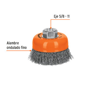 Carda de copa Alambre Ondulado 3" Eje 5/8 - 11