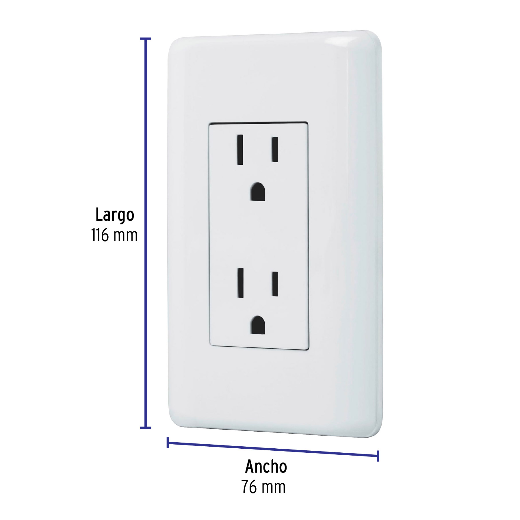 Placa Armada Contacto Doble Volteck Basic Blanco