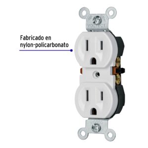 Contacto duplex 2 polos 3 hilos Standard Granel blanco