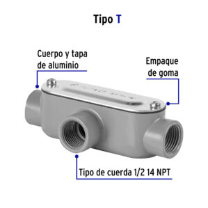 Condulet 1/2" conexion tipo T Volteck