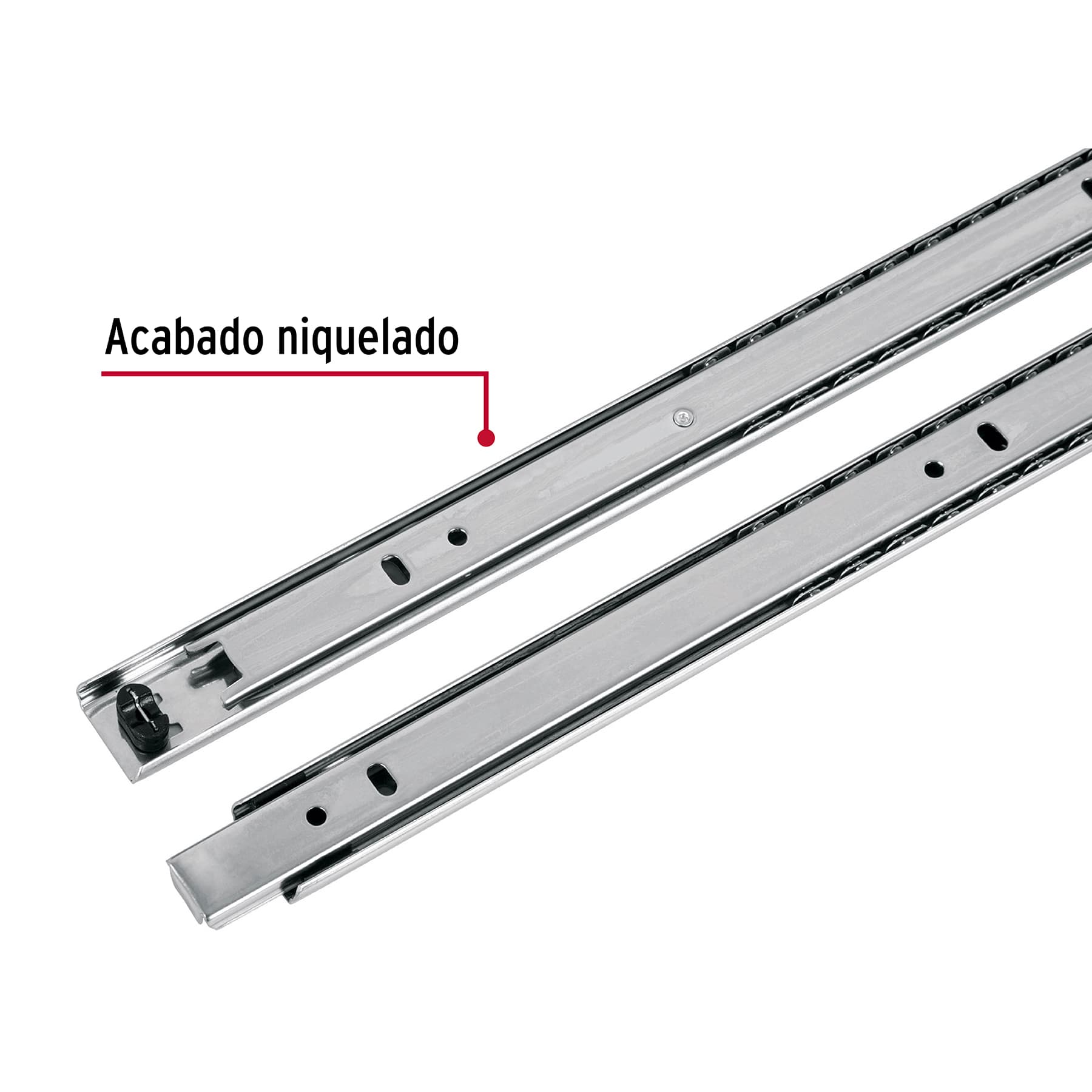 Pack con 2 correderas extensión 3/4 de 30cm para cajón ancho 2.5cm