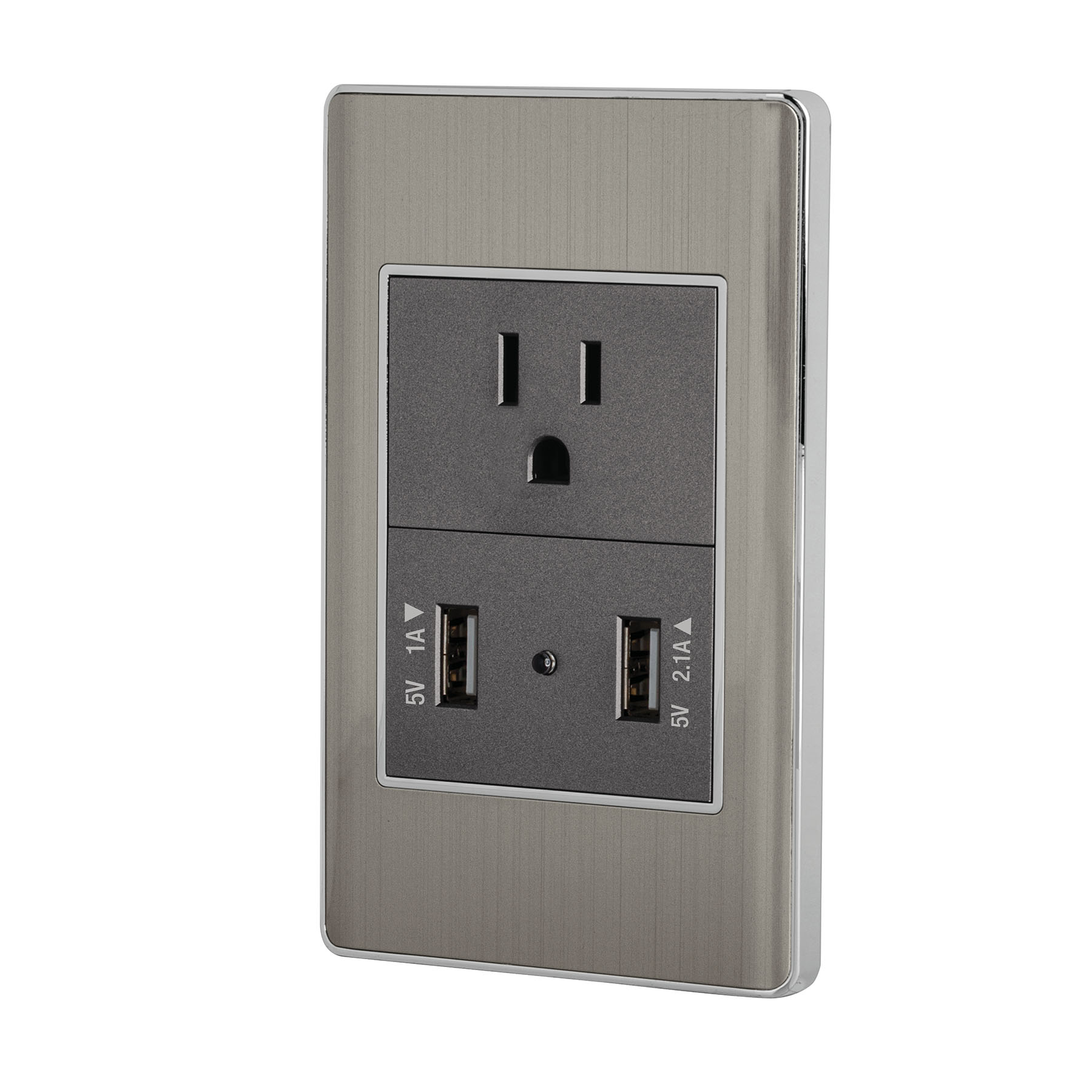 Placa Armada Contacto 2 puertos USB Acero Inoxidable Lisboa