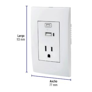 Placa Armada Contacto con 2 puertos USB Oslo blanco