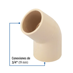Codo 45° de CPVC de 3/4"