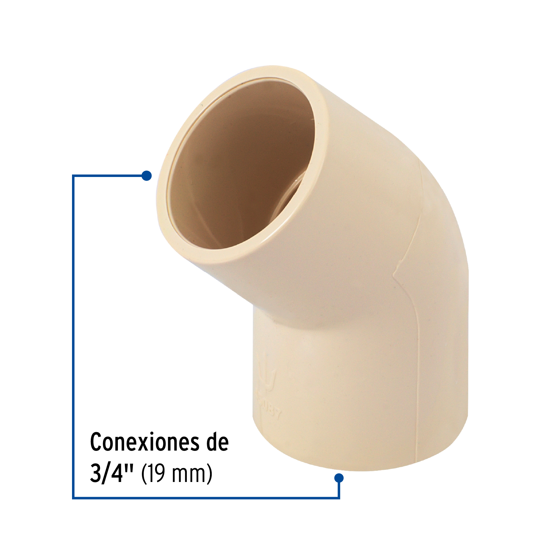 Codo 45° de CPVC de 3/4"