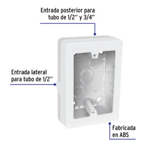 Caja Universal Sobreponer para Canaleta Blanca