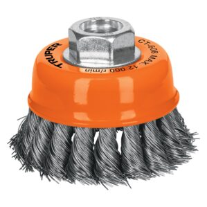 Carda de copa alambre trenzado fino 3" Eje 5/8 - 11