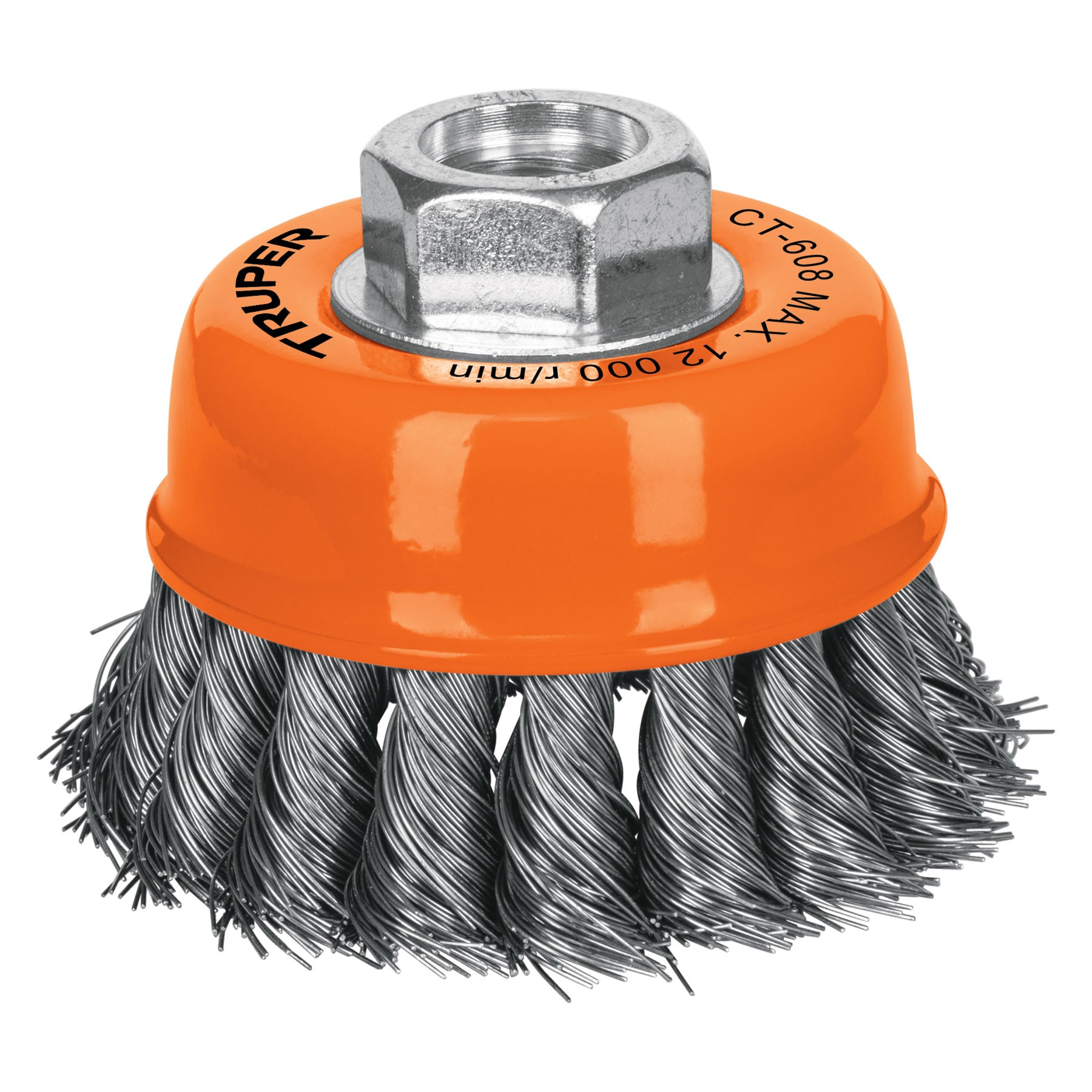 Carda de copa alambre trenzado fino 3" Eje 5/8 - 11