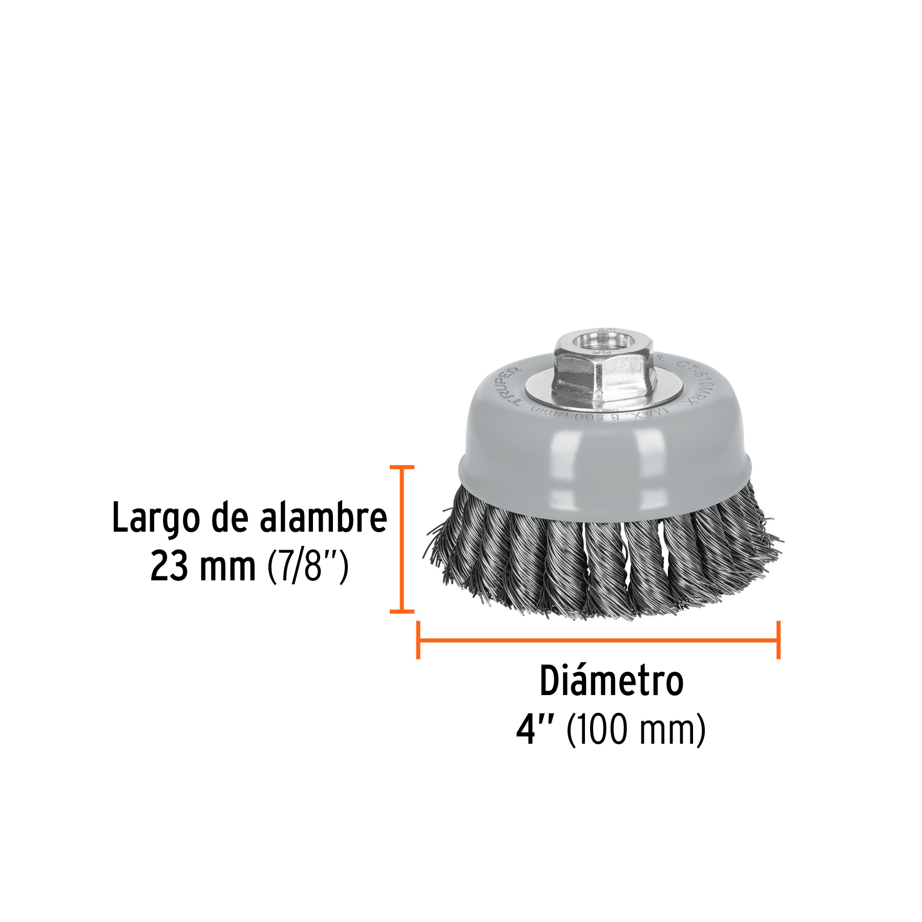 Carda Copa Alambre trenzado grueso 4" Eje 5/8 - 11 y M14