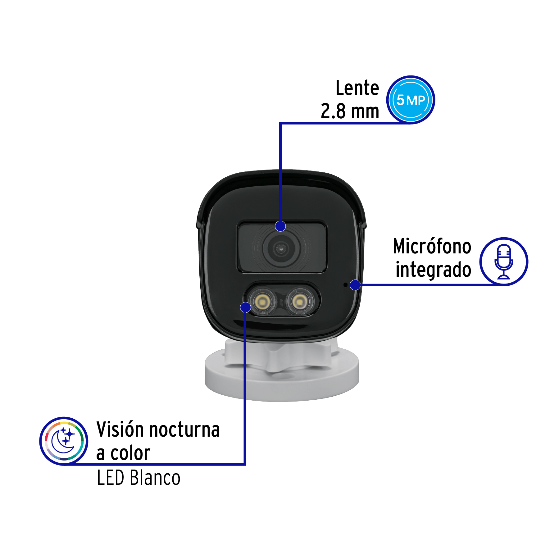 Camara Tipo Bala de 5MP Con Microfono Para Exterior Volteck