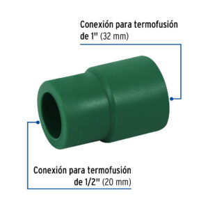 Reduccion de PPR de 1"x1/2" 32x20mm