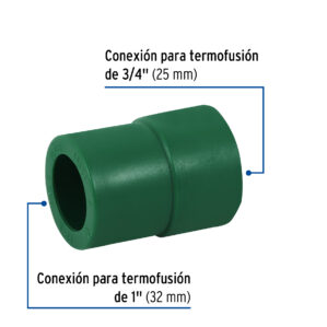 Reduccion de PPR de 1"x3/4" 32x25mm