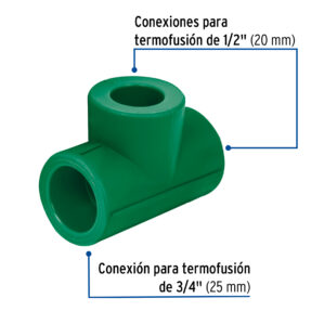 Tee de PPR reducida 3/4" x 1/2" x 1/2"