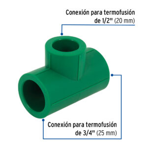 Tee de PPR reducida 3/4" x 1/2" x 3/4"