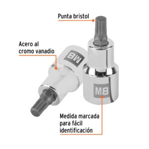Dado punta corta bristol M8x55mm, cuadro 1/2"
