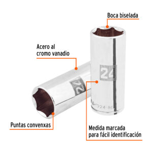 Dado largo de 24mm Cuadro 1/2"