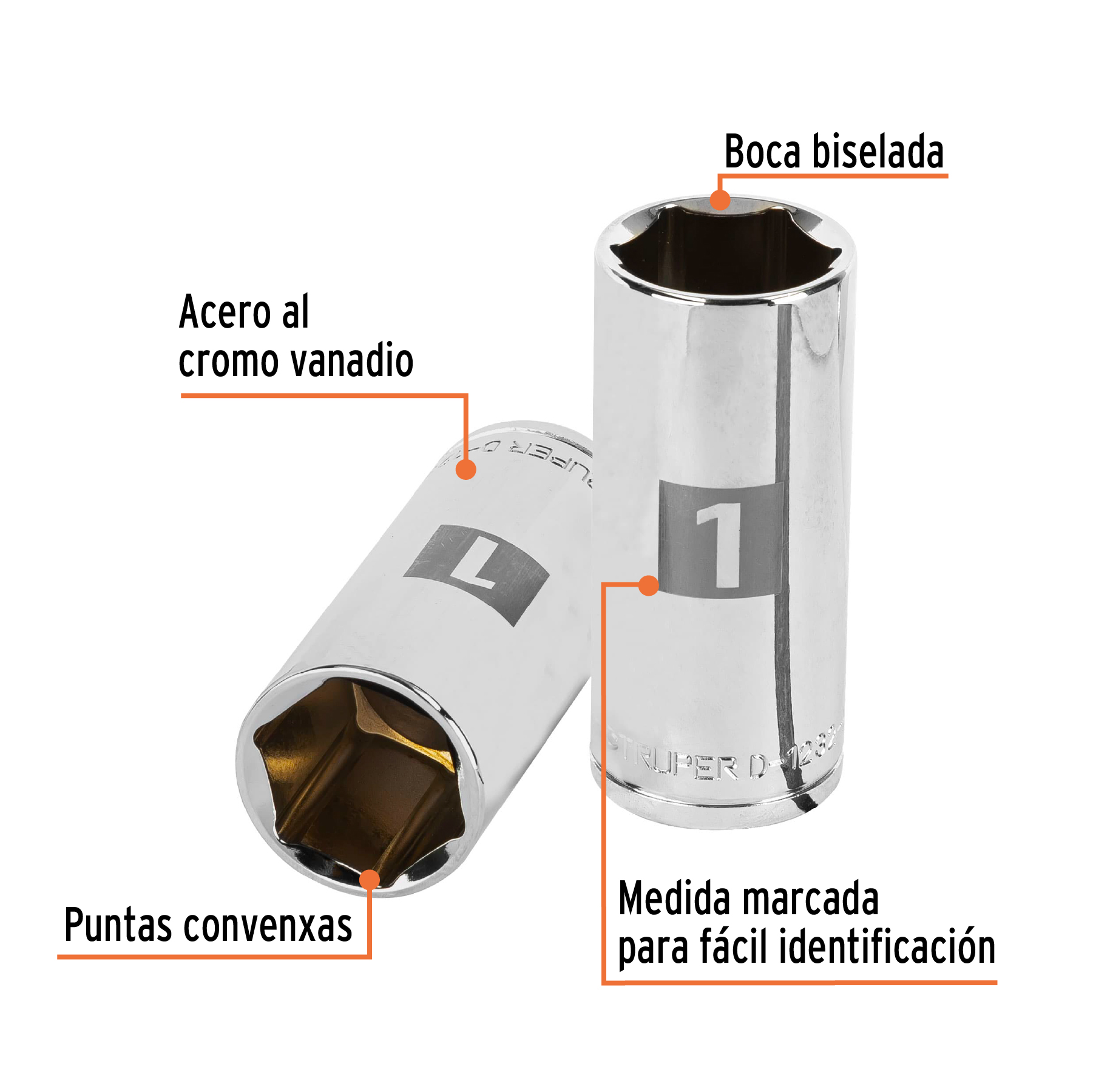 Dado de largo 1" cuadro de 1/2"