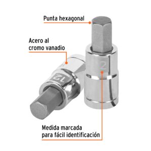 Dados de punta hexagonal cuadro 1/2" de 12mm