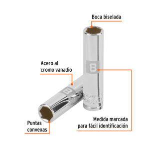 Dado Largo 8mm Cuadro 1/4"