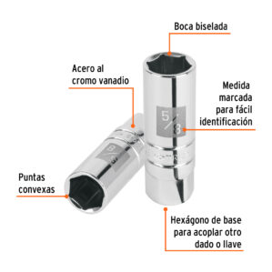 Dado Largo Bujia de 5/8" Cuadro 3/8"