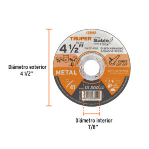 Disco Tipo 41 corte fino de metal Linea Sable 4-1/2" 1mm