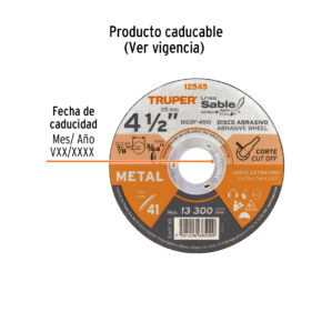 Disco Tipo 41 corte fino de metal Linea Sable 4-1/2