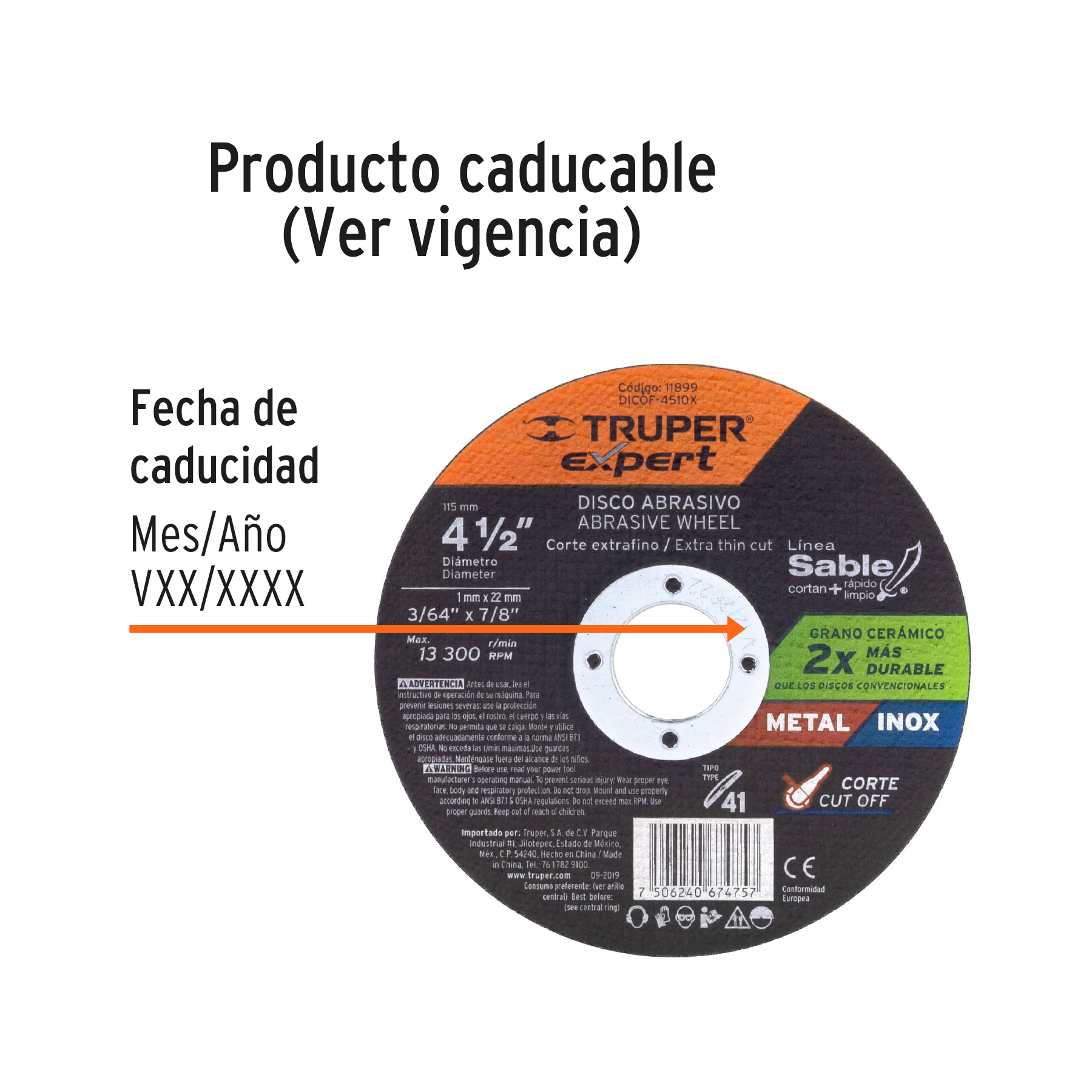 Disco tipo 41 corte metal Linea Sable 4-1/2" 1mm Expert