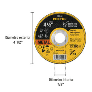 Disco Corte Metal 4-1/2" 1.2mm Pretul