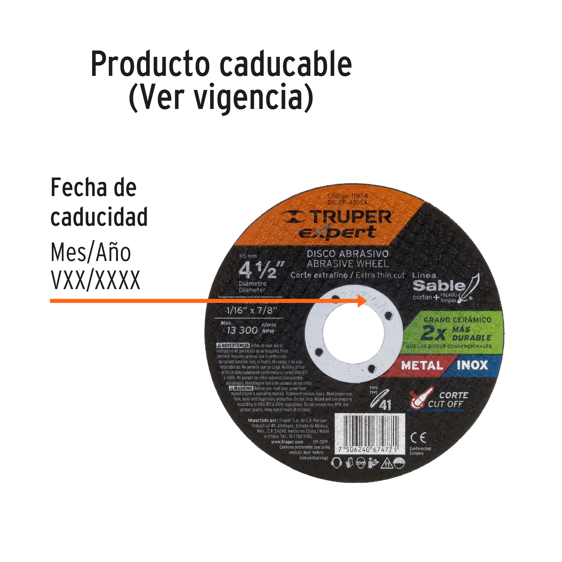 Disco Corte Fino Metal Linea Sable 4-1/2" 1.6mm Expert