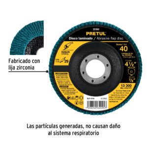 Disco Laminado Grano 40 de 4-1/2" Centro 7/8"