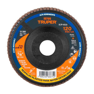 Disco laminado Grano 120 respaldo plastico 4-1/2" grano 80 Centro 7/8"