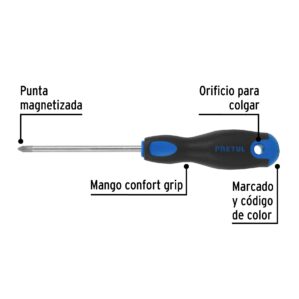 Desarmador Cruz Phillips 1/4 x 4" Comfort Grip Pretul