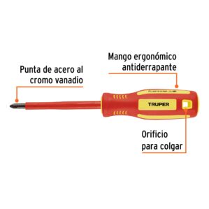 Desarmador dielectrico aislado de cruz 1/4