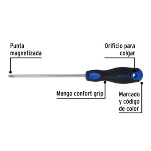 Desarmador de Cruz Phillips 1/4 x 6" Comfort Grip Pretul