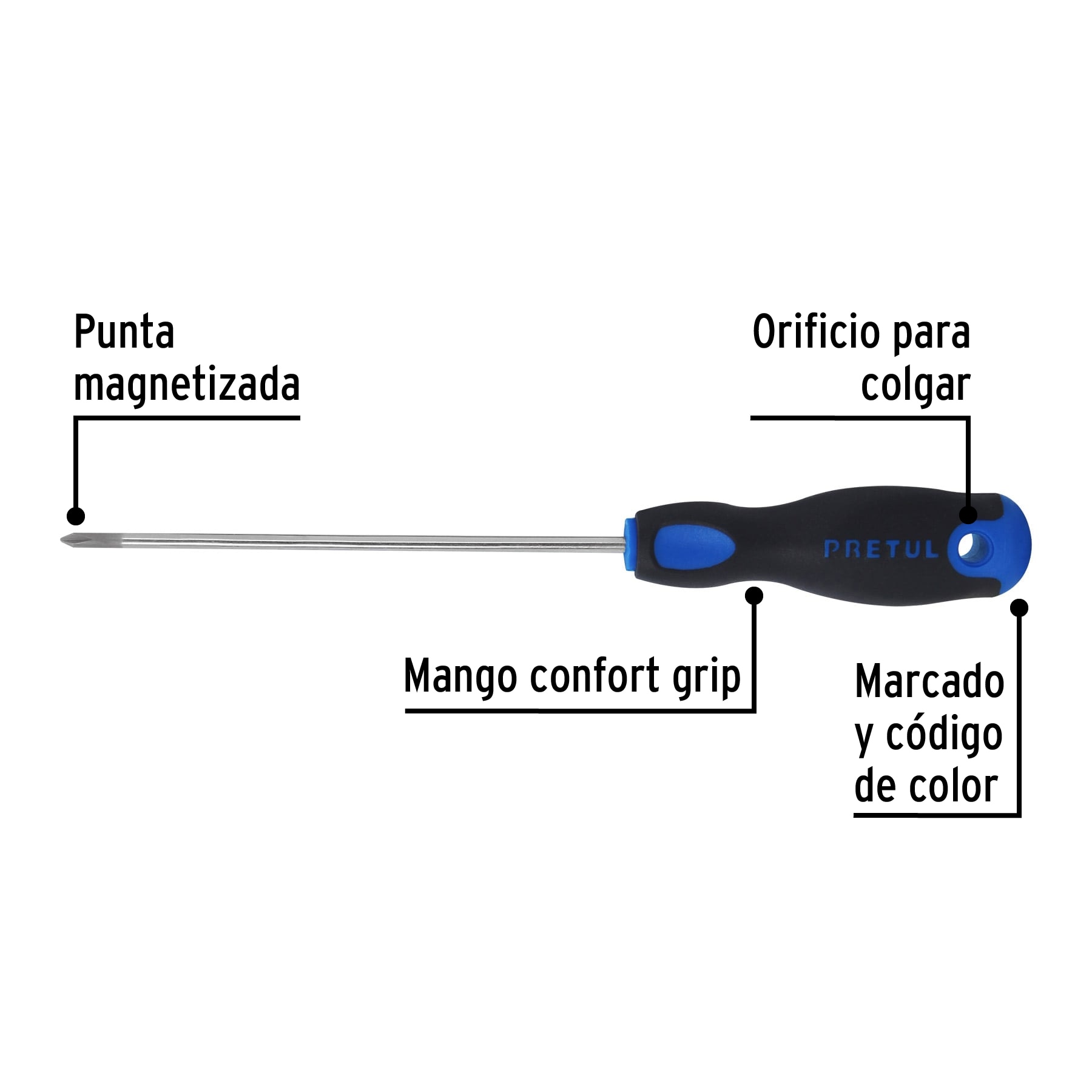 Desarmador de Cruz Phillips 1/8x6" Comfort Grip Pretul