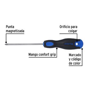 Desarmador de Cruz Phillips 3/16x4" Comfort Grip Pretul