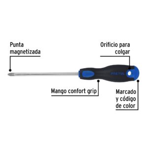 Desarmador de Cruz Phillips 5/16x6" Comfort Grip Pretul