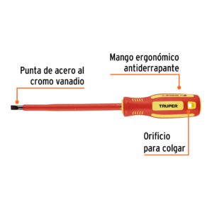 Desarmador dielectrico aislado plano 1/4" Truper