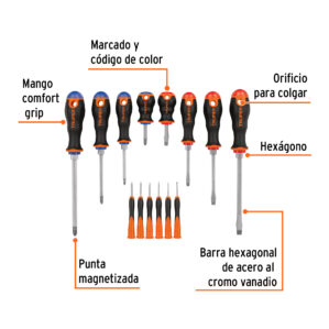 Juego de 8 desarmadores Comfort Con 6 Desarmadores Joyeros
